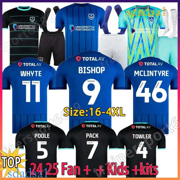 24 25 soccer jerseys 2024 2025 Portsmouth FC jersey SIERA WILLIAMS LANG MCLNTYRE BISHOP LANE Fans football shirts Men Kids Kits socks