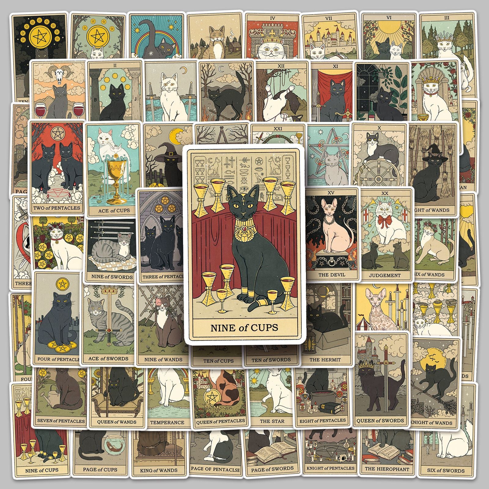 78 kitten tarot card cartoon suitcase sticker waterproof graffiti scooter notebook handbook material
