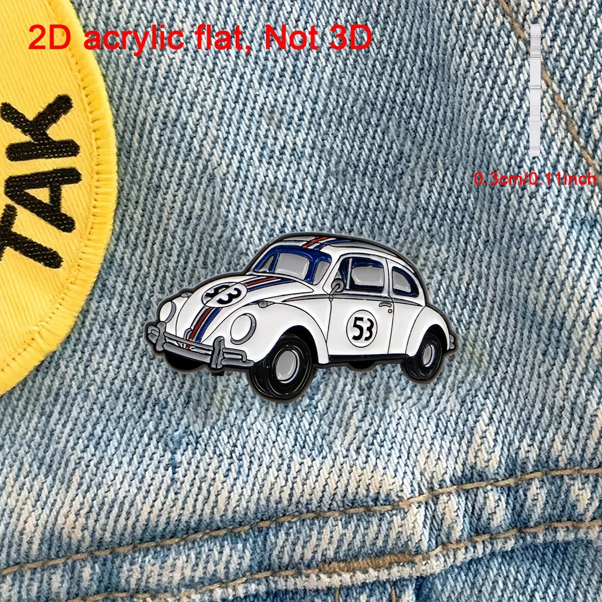 TEMU 2d Flat, 1pc, Creative Retro Car Acrylic Brooch, Cartoon Style, Lapel Pin, Suitable For Backpacks, Briefcases Or Clothes, Perfect Gift For Car