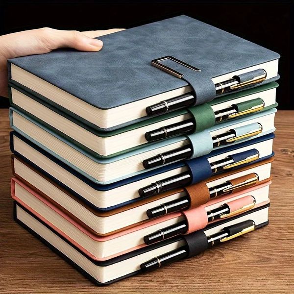 A5 Thickened Deer Head Notebook Business PU Soft Leather Notepad With Horizontal Lines School Office Supplies Stationery 241126