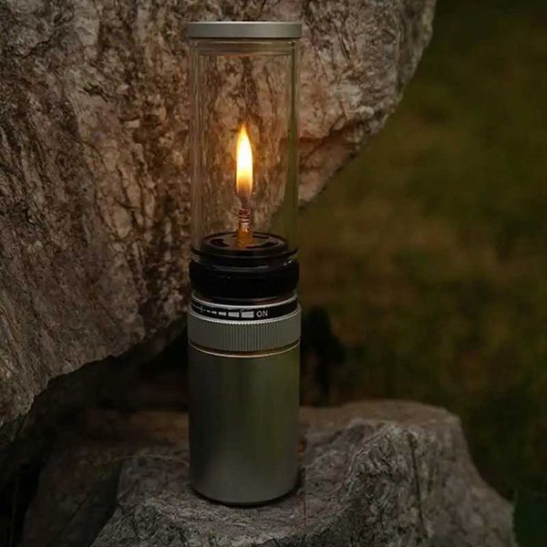 Portable Outdoor Gas Candlelight Camping Tent Gas Lamp Windproof Adjustable Gas Candlelight Lantern For Camping Accessories X250211