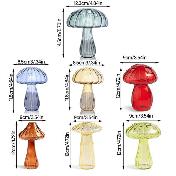 New Transparent Mushroom Shaped Glass Vase Aromatherapy Bottle Creative Home Hydroponic Flower Table Simple Decoration