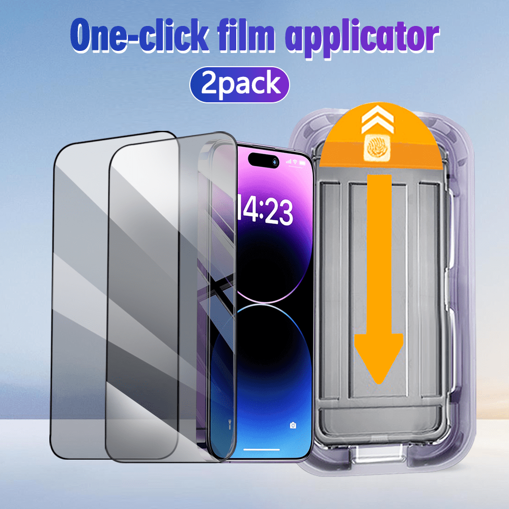 TEMU 2pcs Privacy Screen Protectors For Iphone 16-15-14-13--pro-pro Max - Anti-peeping, Scratch-resistant Tempered Glass, -click Installation,