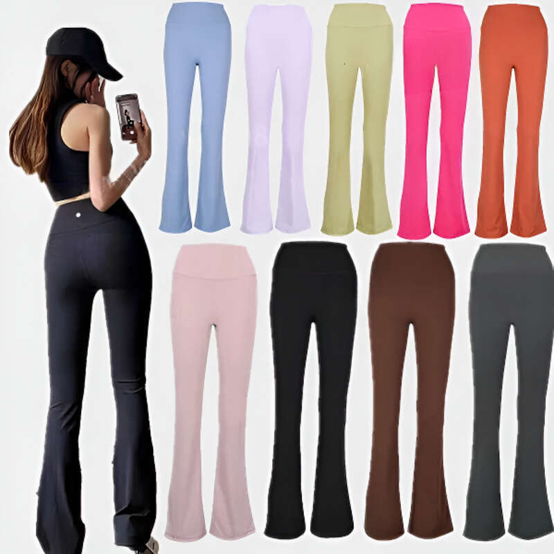 2025 Align Women Designer Yoga Pants Solid Color Nude High Waist Tummy Control Workout Leggings Flared Jogging Sports Pants Loose Fit Gym Activewear
