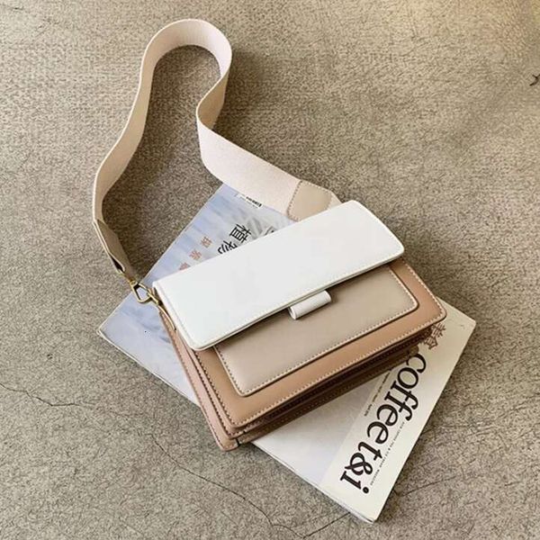 New Travel Crossbody Bags Contrast Color Leather For Women Fashion Simple Shoulder Ladies Flap Bag Handbag