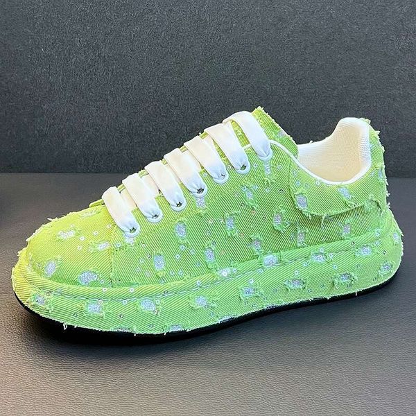 New Arrival Men Fahsion Causal Canvas Board Shoes Spring Autumn Designer Green Youth Trending Thick Bottom Sneakers
