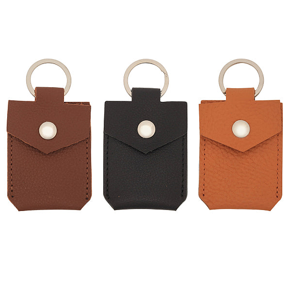 3Pcs 3 Colors Access Card Holder Leather Keychain