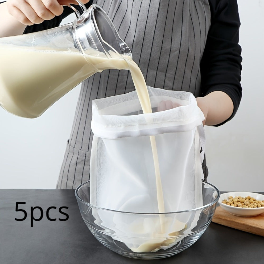TEMU 5pcs Reusable Cheesecloth Bags For Straining, Filter, Juice, , Kitchen Gadgets For Precise Filtration And - 45x60cm