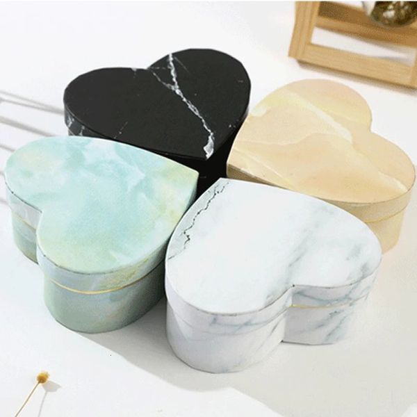 Heart Shape Gift Boxes Marbling Pattern Gift Packaging Box Wedding Party Favors Cookie Candy Storage Case Cosmetic Container 250120