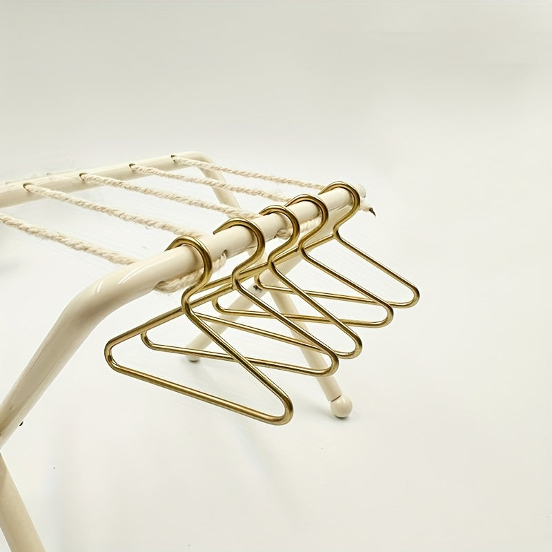 TEMU 5pcs Iron Clothes Hangers For Bjd Dolls, 1:12 Scale - Durable Household Tools With Checkered Fabric Dress And Accessories Display, Dress Display