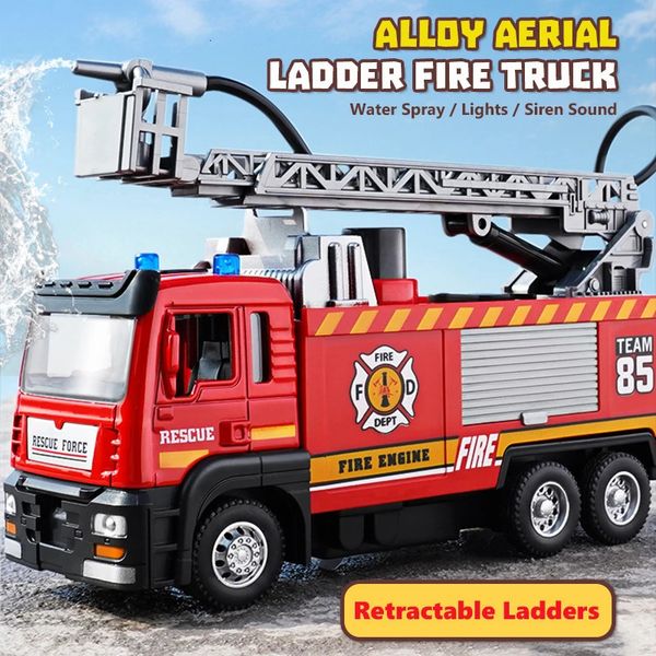 Alloy ladder truck model for children and adult fire engines tractor with lighting and music engineer vehicle series model 240927