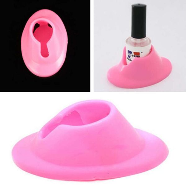 Nail Art Equipment Silicone Pink Rubber Nail Art Manicure Polish Slanted Holder Stand Seat Tool Soporte Inclinado Para Esmalte De Manicura N