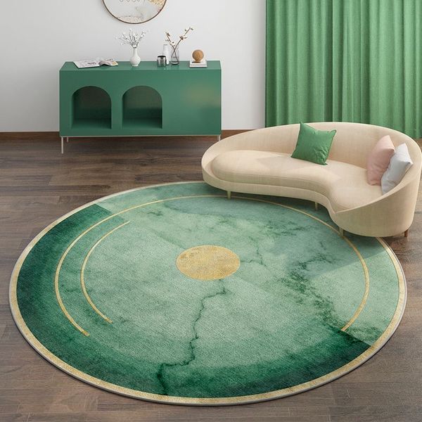 Green Carpet For Living Room Swing Basket Chair Area Rug Non-Slip or Mat Polyester Veet Fleece Round Carpets 04