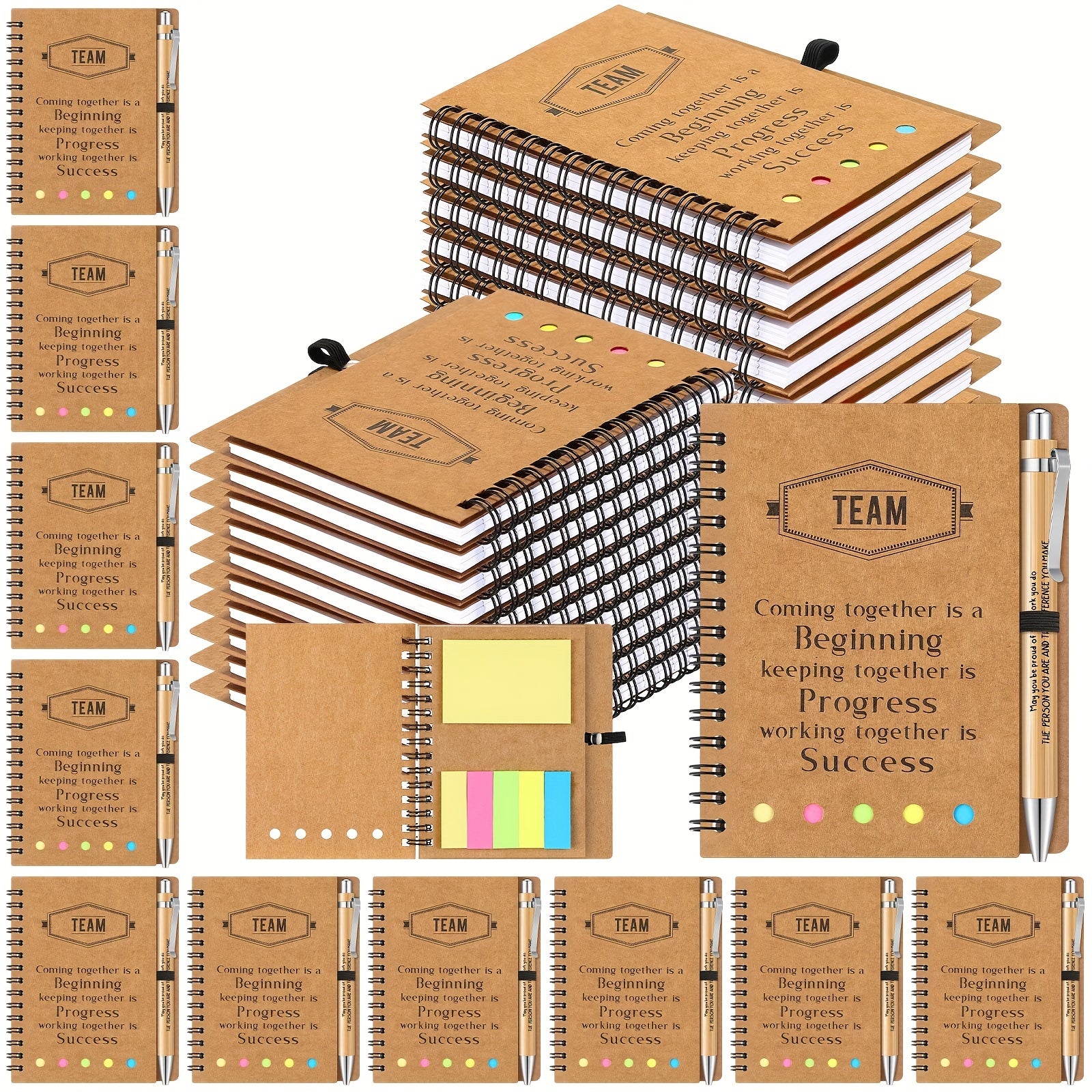 TEMU 72 Pcs Inspirational Thank You Gifts 36 Pcs Employee Appreciation Notebook With 36 Pcs Bamboo Pens Motivational Small Pocket Journals Notepads