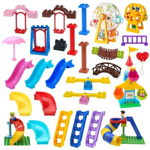 Big Building Blocks Slide Stair Swing Sees Ferris Wheel Series Compatible Duploe Large Brick Children Educational Toy Kid GiftXJ241203