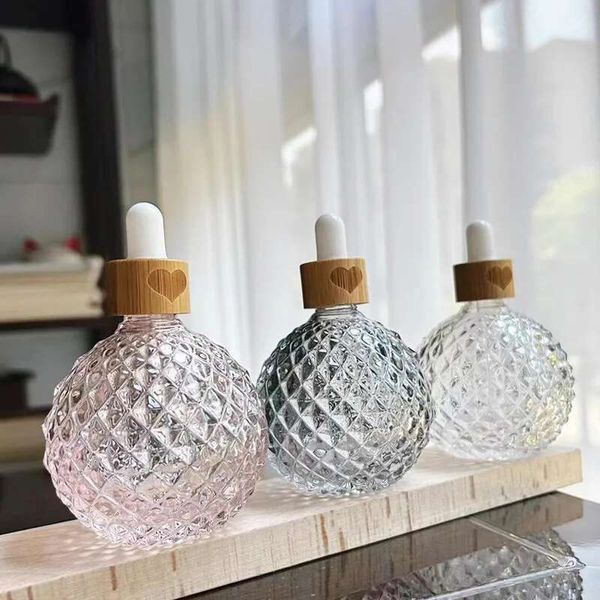 Glass Essential Oil For Cosmetic Skin Care 3.3Oz-100Ml Pipette Container Packaging Dropper Bottle With Bamboo Lid