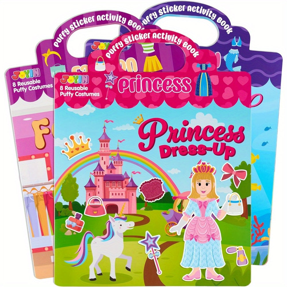 TEMU Syncfun 3pcs 3d Foam Sticker Books, Reusable Sticker Activity Books For Kids, Travel Toys For Airplane, Cute , Crafts Gifts - Fashion, Mermaid,