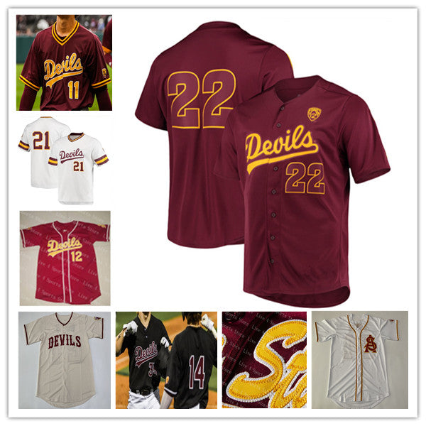 Custom Arizona State ASU College Baseball Jersey Barry Bonds Reggie Jackson Luke Hill Ryan Campos Luke Keaschall Wyatt Crenshaw Khristian Curtis Ros