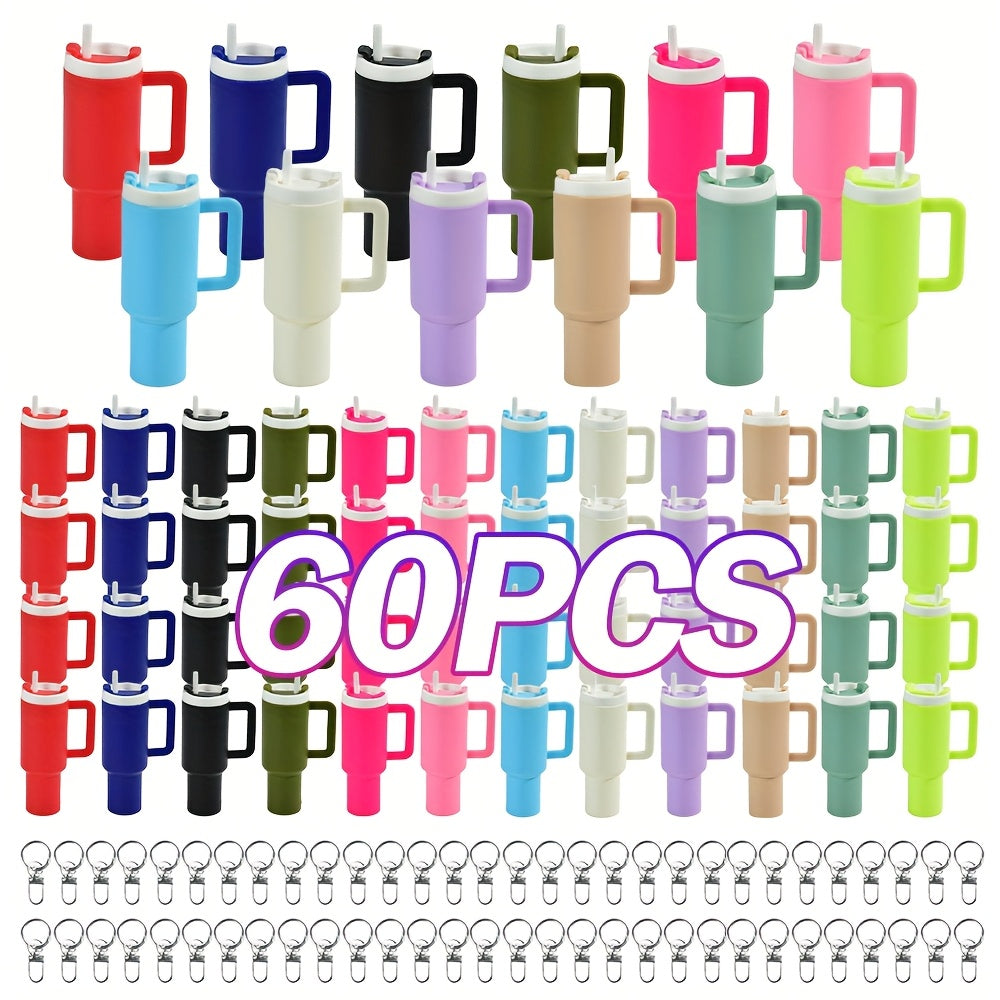 TEMU 60pcs (60 Charms) Tumbler Keychain Chapstick Holders - No Assembly Needed, Cup Charms With Keychain Attachment For 40oz Tumblers, Ideal For