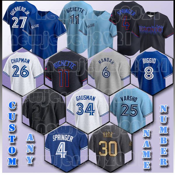 Vladimir Guerrero Jr. Baseball Bo Bichette Jerseys George Springer Blue Justin Turner Jays Roberto Aloma Kevin Kiermaier Daulton Varsho Cava