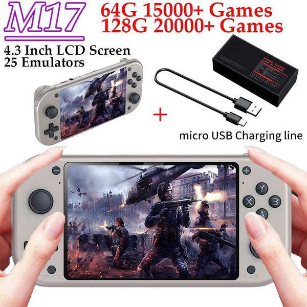 M17 Retro Game Portable Game Console 4.3 Inch 480*272 LCD Sn Mini Handheld Video Game Console Built-in Game 25 EmulatorsXJ250211