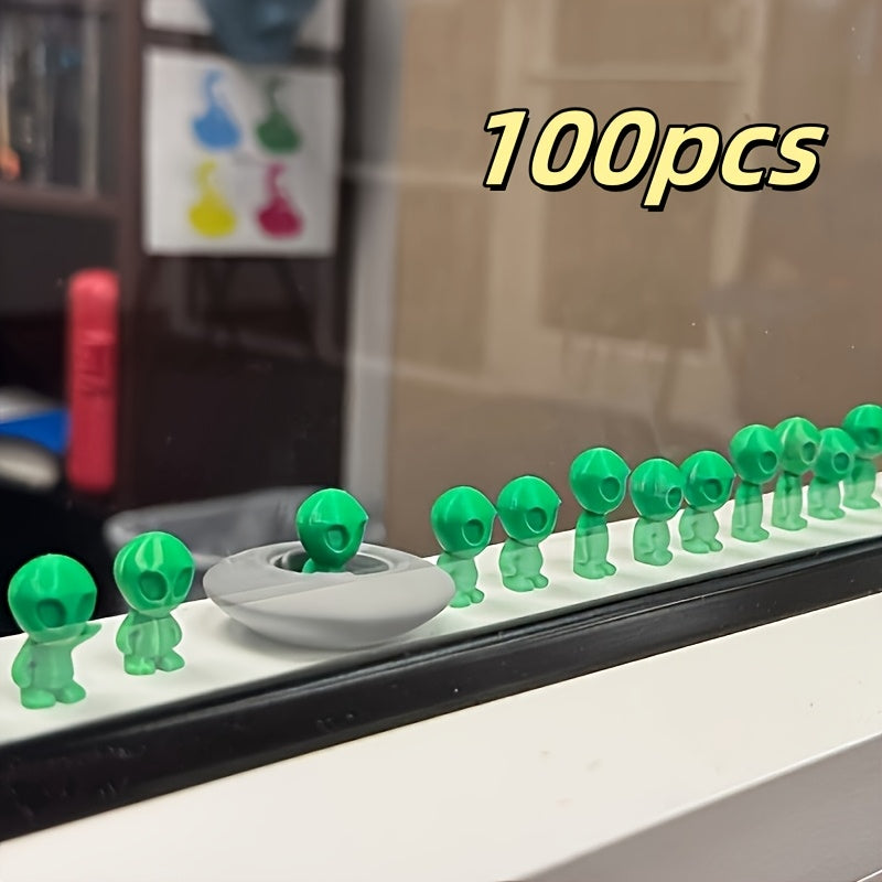 TEMU 100-pack Small Figurines Printed Miniature Aliens For Collection And Home Decoration | Desk And Shelf Decoration, Perfect Gift, High Quality