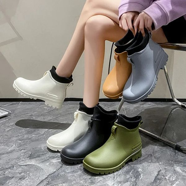 Fashionable Low-top Thick-soled Non-slip Womens Rain Boots Arrival Cross-border Cheerleader Short Boots For Outerwear 250106
