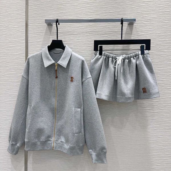 Women&#039;s Blouses & Shirts designer 24 early autumn fashionable casual zipper lapel patch embroidered jacket short skirt set loose and sl