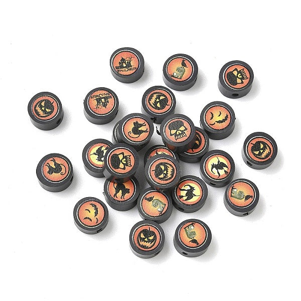 Halloween Printed Handmade Polymer Clay Beads