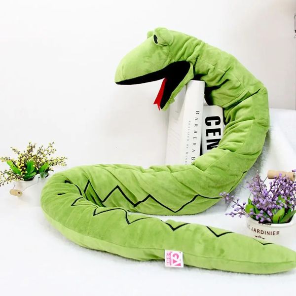 Green Plush Hand Puppet, Realistic Stuffed Python Snake, Moveable Mouth, 59&#039;&#039; Soft Snake Doll, Pretend Play Toy for Kids and Adult