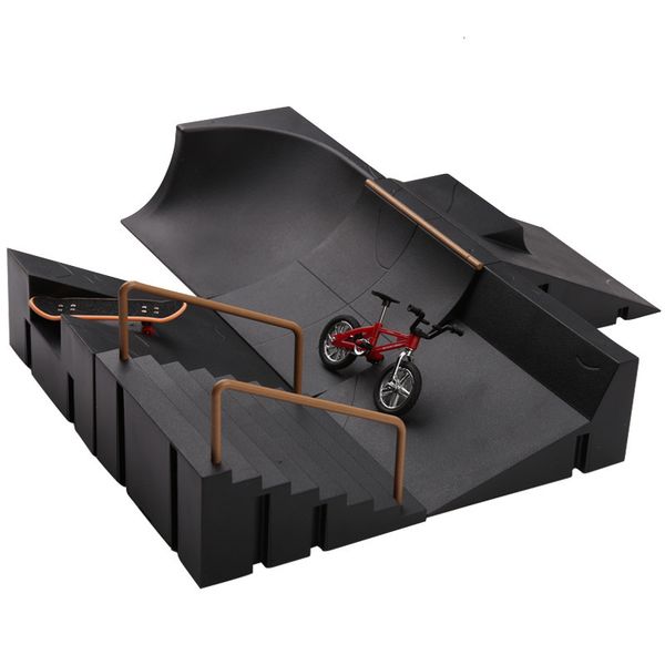 Novelty Games Tech Fingerboard Ramp Finger BMX Scooter Sets Skating Board Venue Combination Fingertip Bikes Skateboard Deck Children Toys Bo