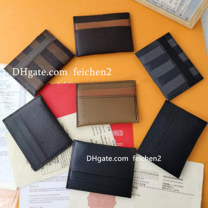 Card Holders Credit card wallet package coin pack France designer wallets Brown Checkered Leather Bank card package mini wallets clutch bag classic