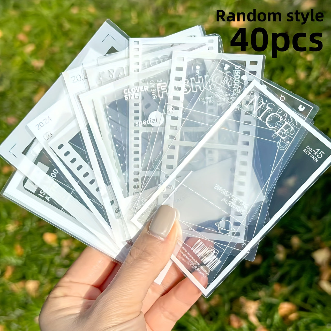 TEMU 40pcs Transparent Stickers For Diy Crafts - , Suitable For Scrapbooking, Diary Bookmarks, Home Decor, Bookmark Decoration, Transparent