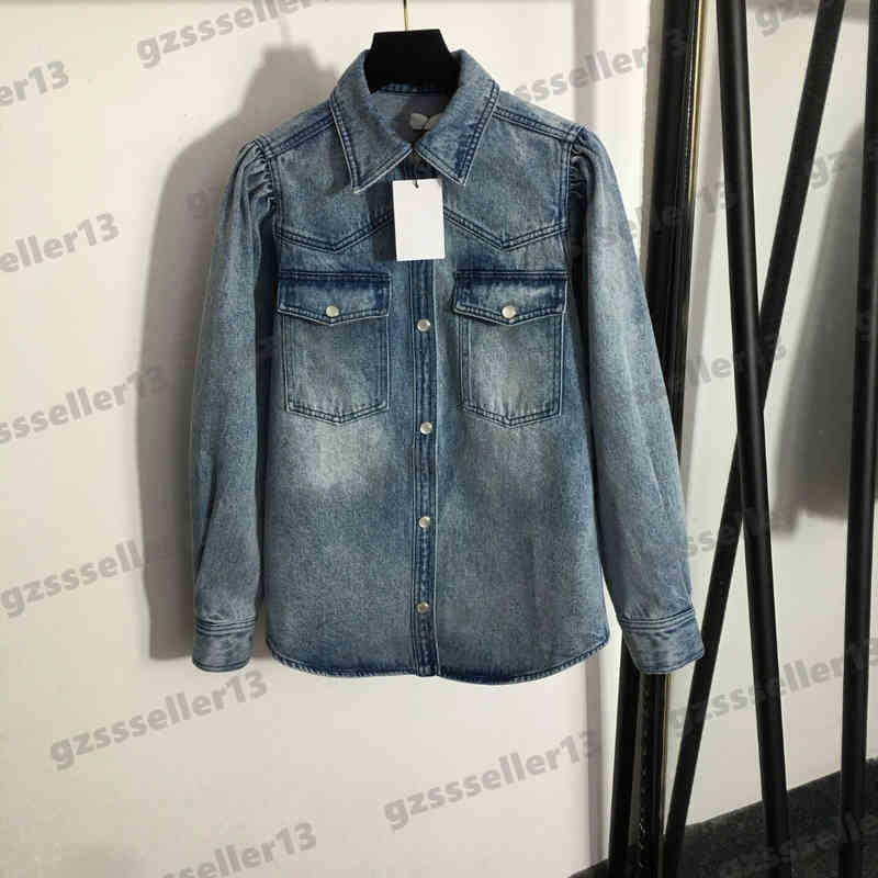 Women Jackets Et Washed Distressed Princess Long Sleeve Denim Jacket Fashion Brand Button Lapel Straight Jacket Luxury Womens Clothing Size S-XL 2 C