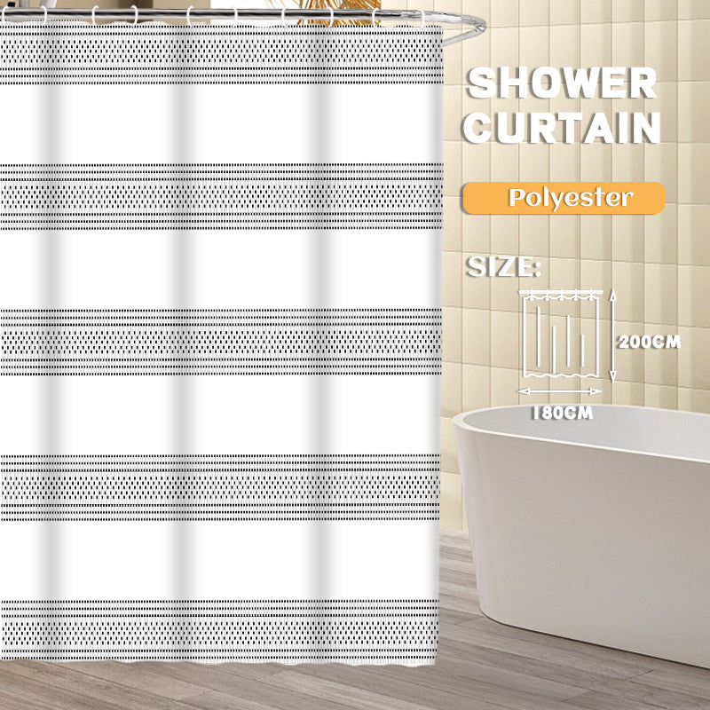 YL-36956 Manufacturers Spot Digital Printed Fabric Shower Curtain Waterproof Thickened Bathroom Partition Curtain with Hook