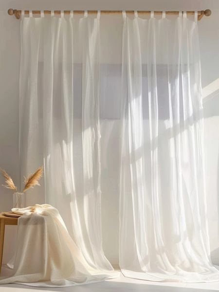1Pc Shading Solid White Sheer Curtains for Living Room Decoration Window Kitchen Modern Tulle Voile 250113