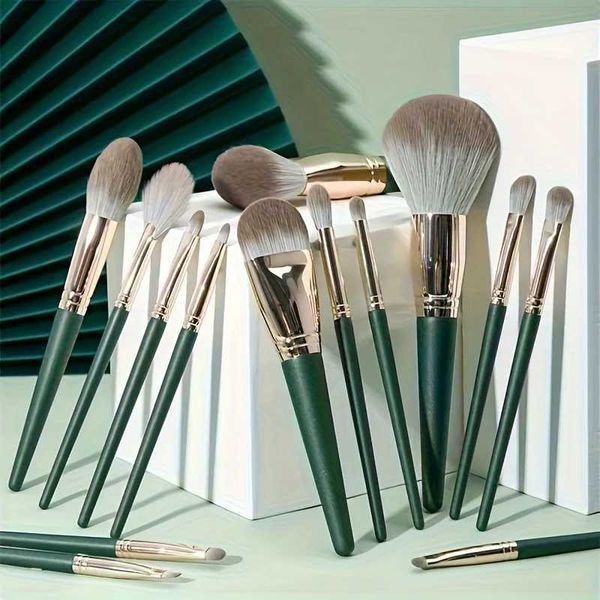 14 piece makeup brush set soft nylon bristle basic brush eye shadow brush multi-function makeup brush travel set W241113