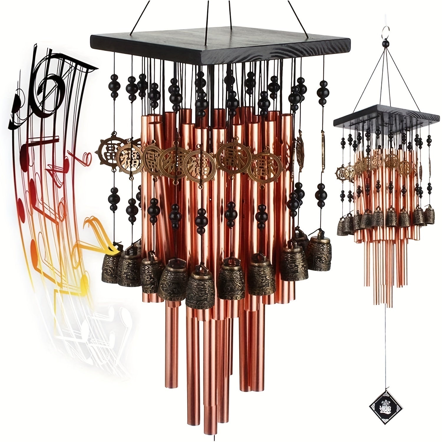 TEMU Outdoor Inch Metal Tube Wind Chimes With Copper Bells Large Wind Chimes, Outdoor Wind Chimes, 28 Tubes And 16 Copper Bells, Outdoor Indoor Metal