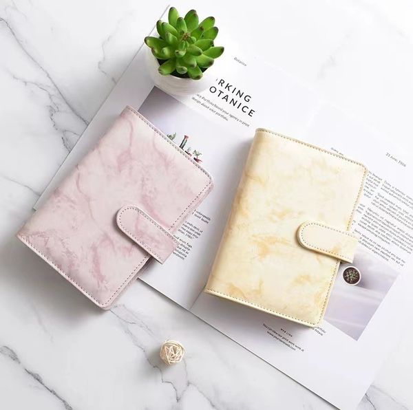 A6 Marble Notebook Binder notepad 7.5*5.1inch Loose Leaf Notebooks 5 Colors without Paper PU Faux Leather Cover File Folder Spiral Planners