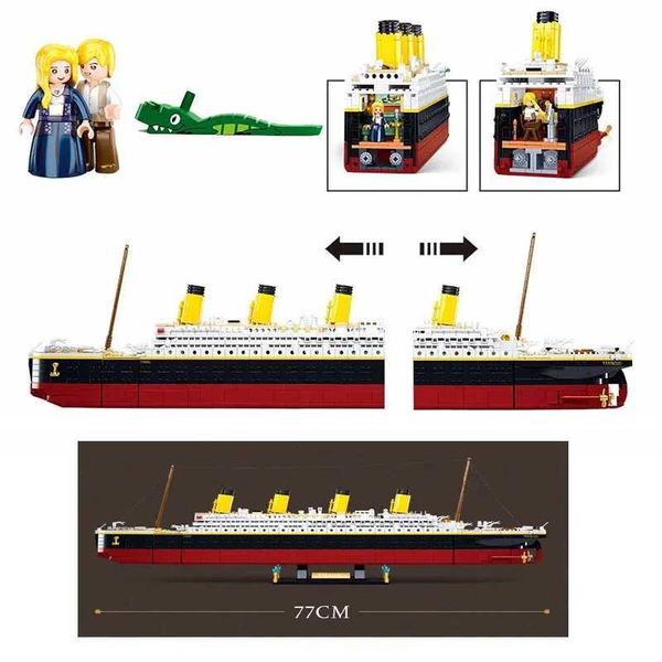 RMS Titanic Cruise Boat Building Blocks Sets10294 Compatible Bricks City Model Building Kits 3D Hobbies for Children ToysC241029