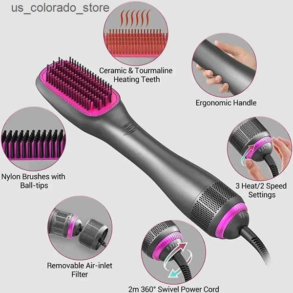 Electric Hair Brushes Hair Dryer Brush 3 In 1 Hot-Air Brushes 1200 W Powerful Ceramic Tourmaline Ionic Hair Straightener for All Hair Types