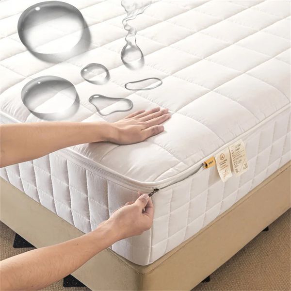 100% Waterproof Mattress Cover Six-Sides All Inclusive with Zipper Removable Bedspreads Thicken Quilted Mattress Protector Pad 250113