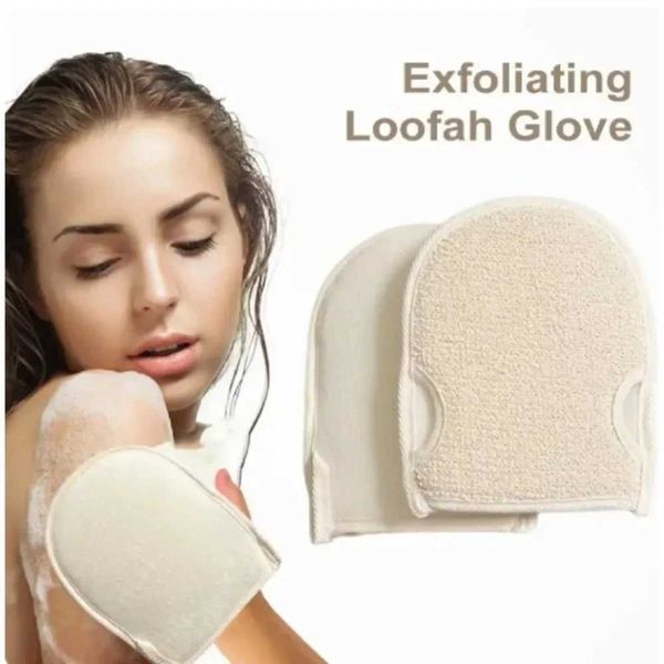 Bath Tools Accessories Soft Natural Loofah Glove Double-sided Body Scrub Sponge Pad Shower Body Scrubber Mitt for Shower Spa Skin Clean Bath