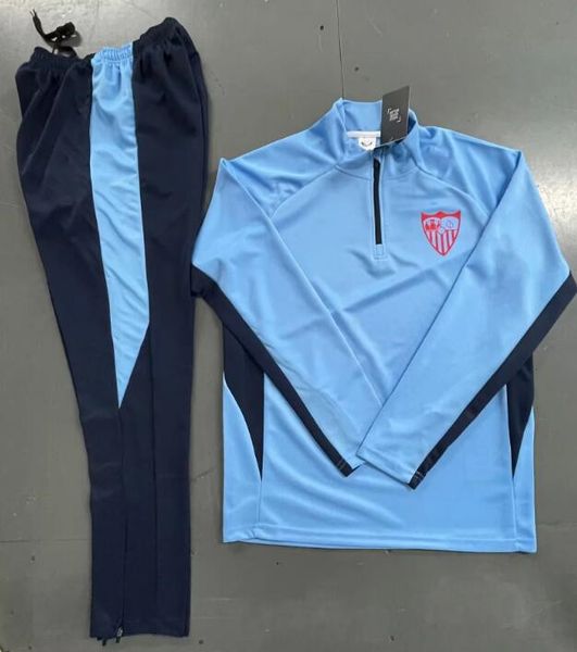 2024 2025 half zipper Sevilla kids and adult tracksuit jacket soccer jersey 24 25 tracksuit training Half pull long sleeve LONG zipper sets