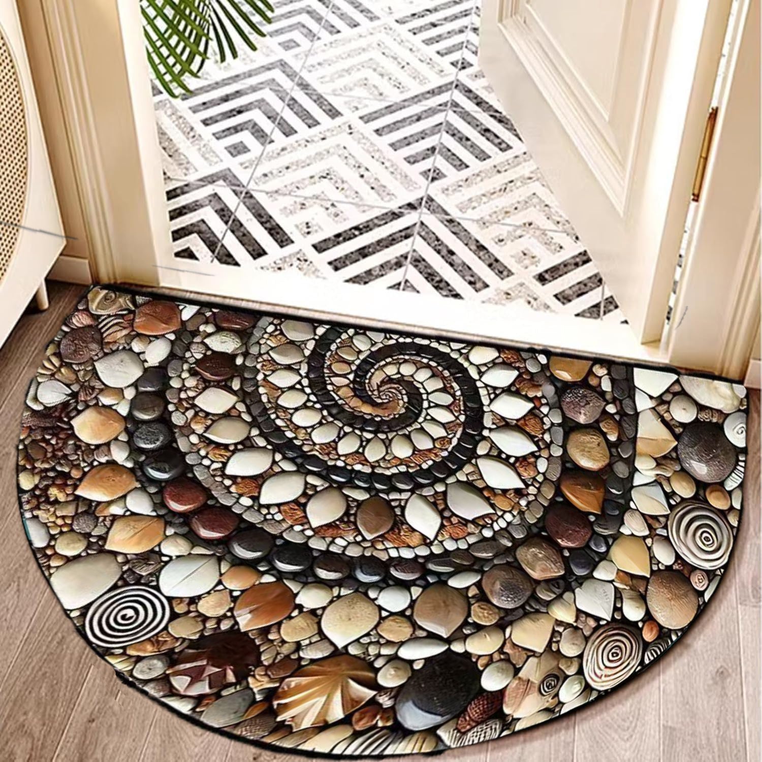 TEMU Modern Art Print Non-slip Doormat - Quick Dry Indoor-outdoor Area Rug With , Durable Floor Mat For Porch, Living Room And Entryway Decor