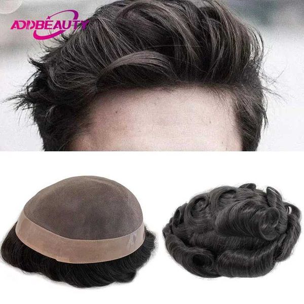 Fine Mono NPU Mens Touchee Addbeauty homem peruca de cabelo mass karali beleza Índia Sistema de cabelo masculino unidade de cabelo natural m