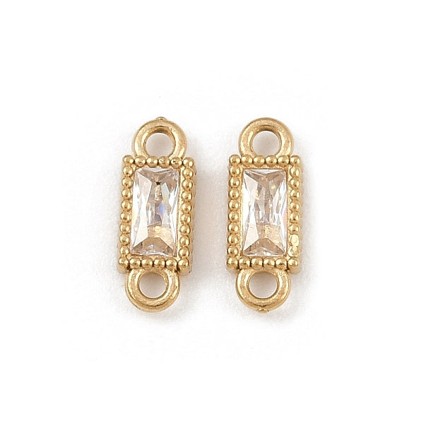 304 Edelstahl Pavé klare Zirkonia Rechteck Verbinder Verbinder Charms