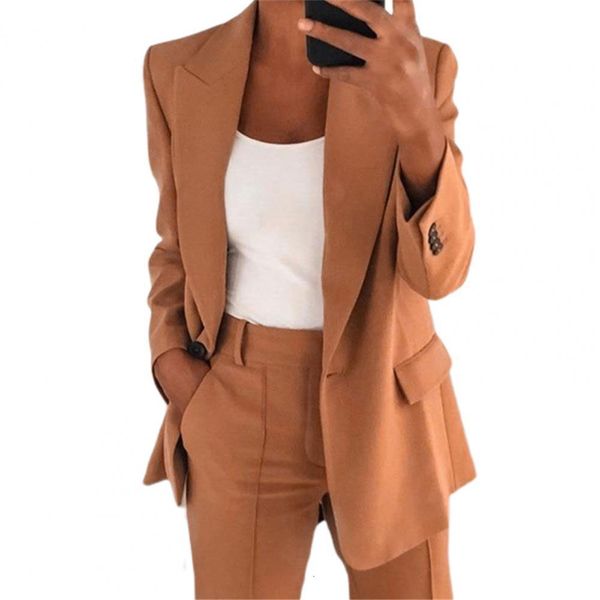 Women&#039;s Suits Blazers Suit Jacket Solid Color Turndown Collar Women Long Sleeve Buttons Blazer for Dating 230310