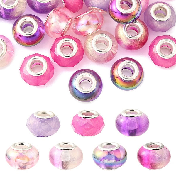 44 pièce 7 styles de perles européennes en résine de placage UV