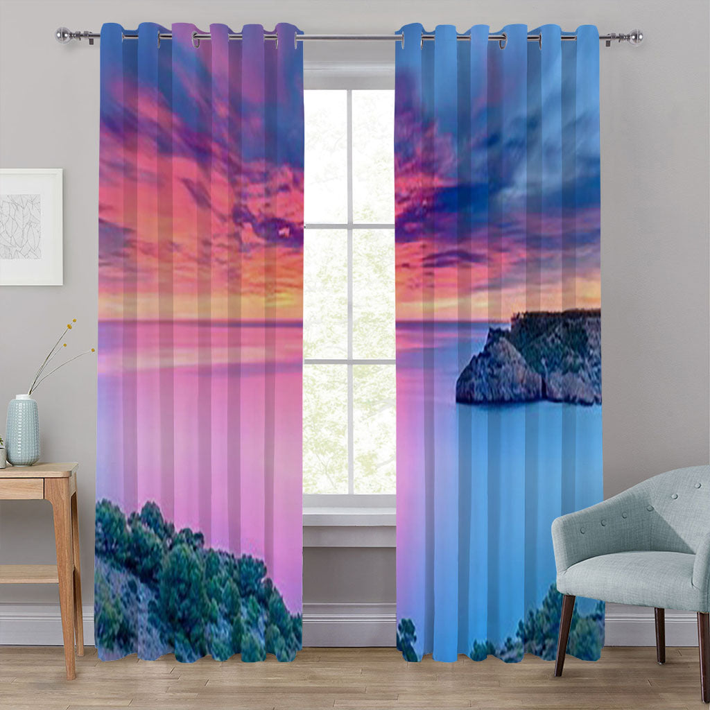 YL-37074 High-precision Customized 3D Curtain Printing Finished Landscape Wave Curtain Blackout Curtain